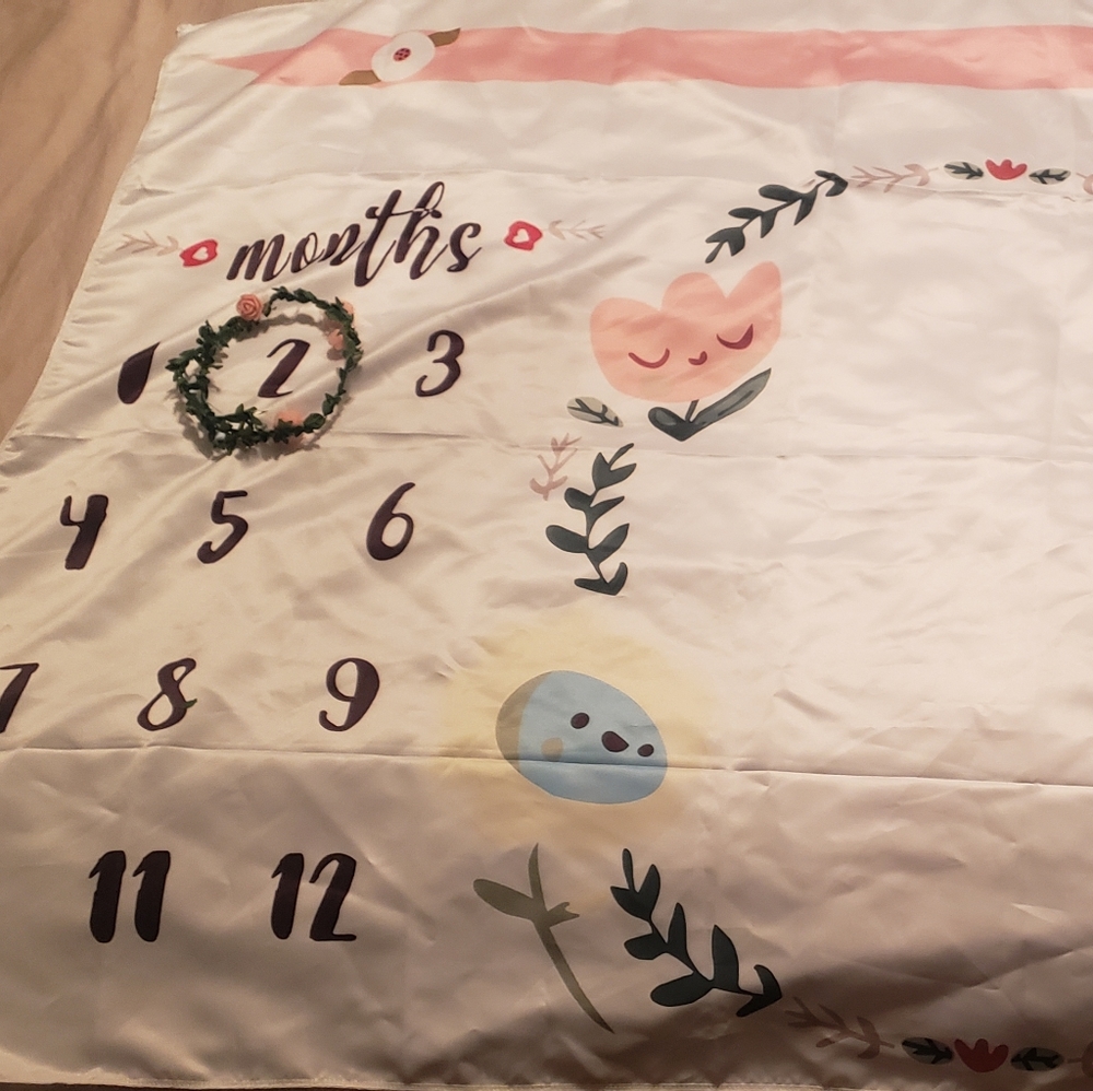 Monthly photo blanket for baby girl